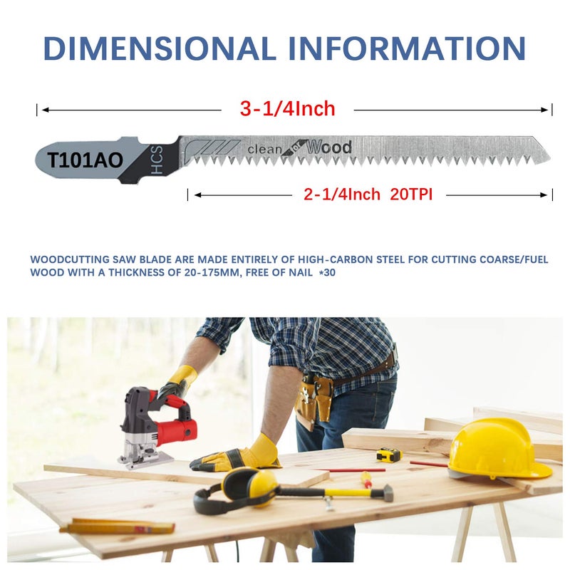 TAROSE 30-Piece T101AO 3-1/4 Inch 20 TPI Assorted T-Shank Scrolling Jig Saw Blades Set for Clean Cutting Wood - Image 5